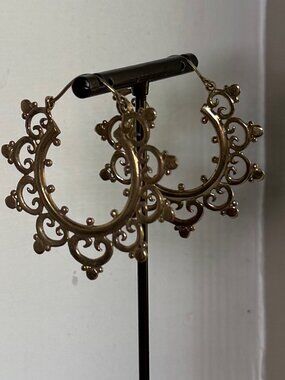 Brass Filigree Hoop Earrings
